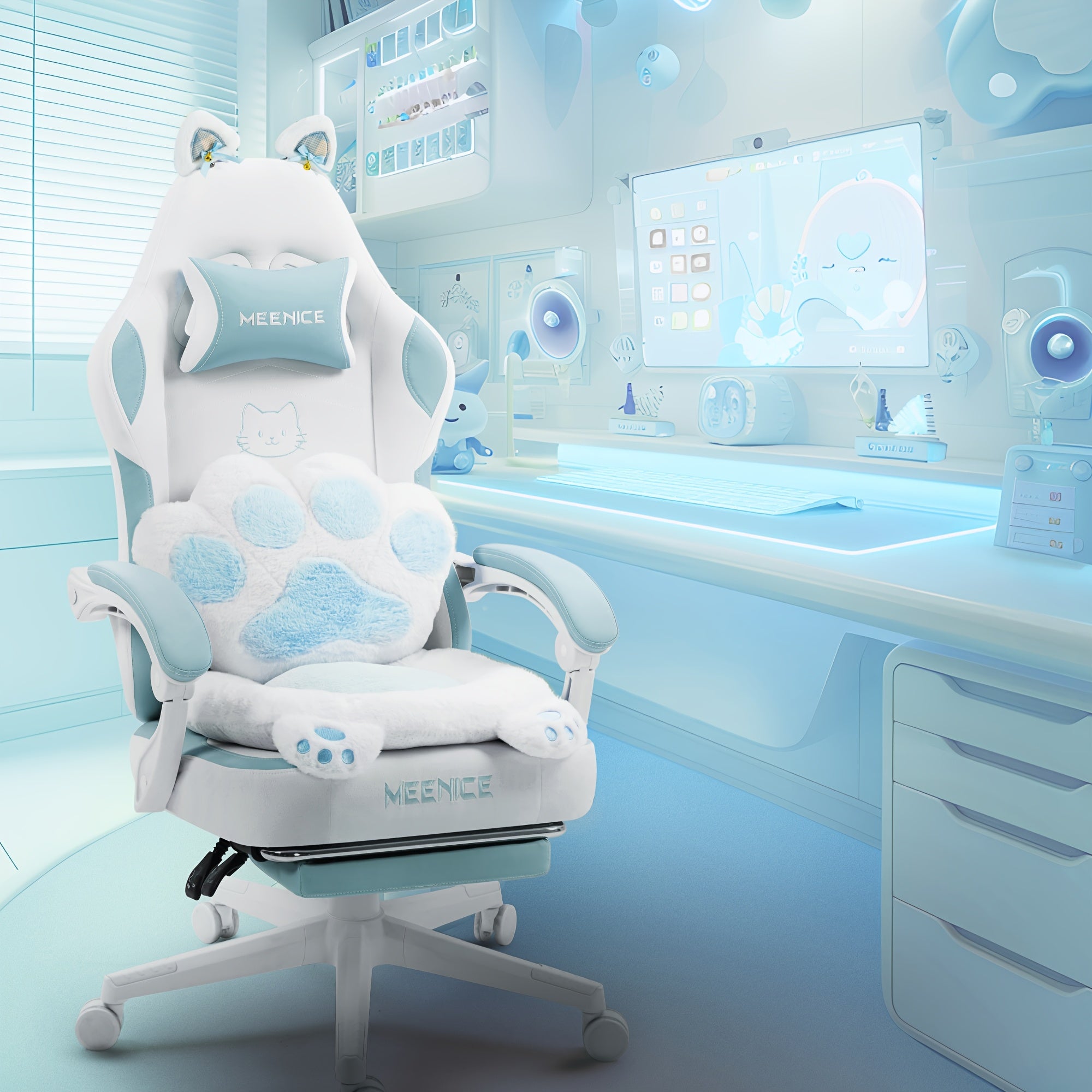 Gamingstol med justerbart fotstöd