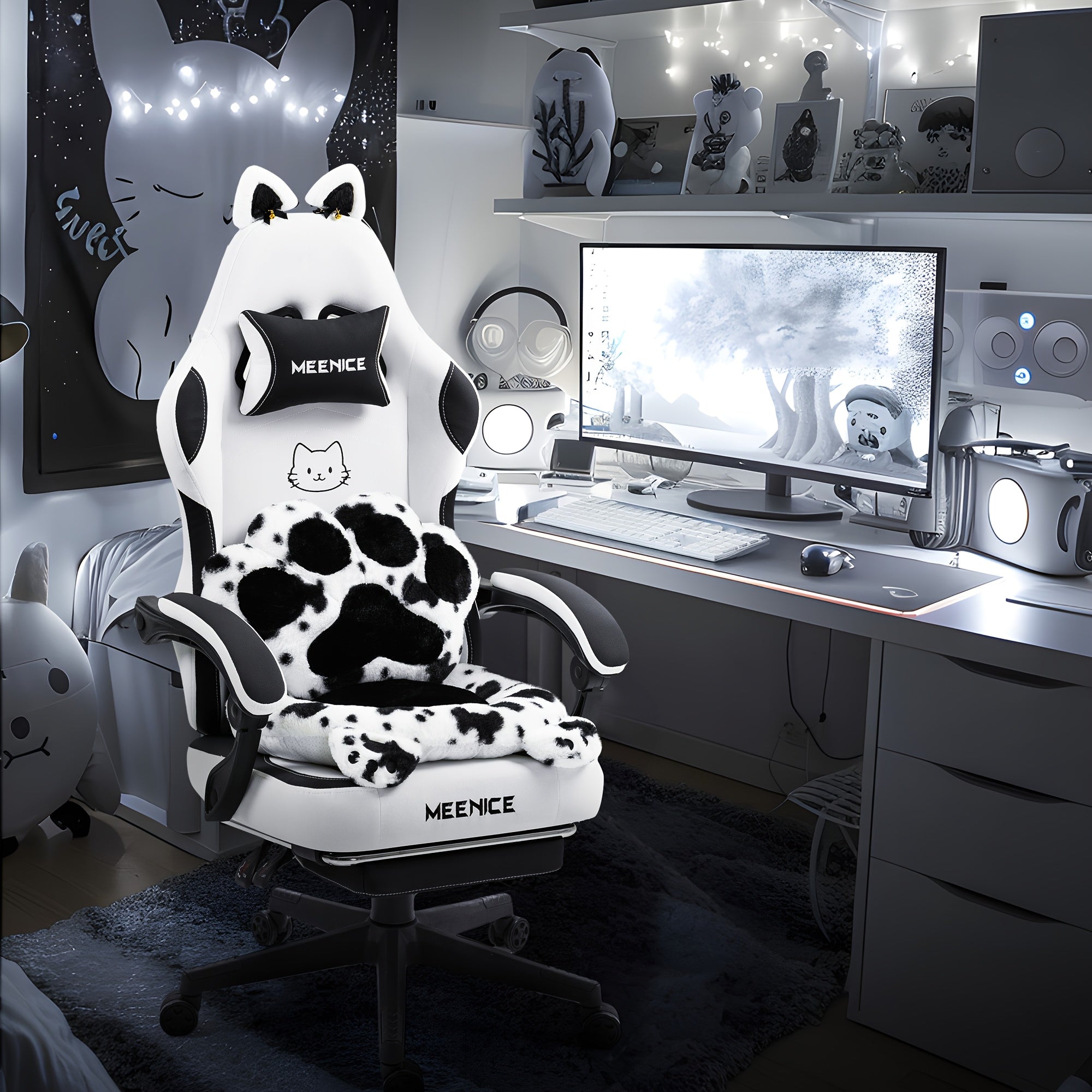 Gamingstol med justerbart fotstöd