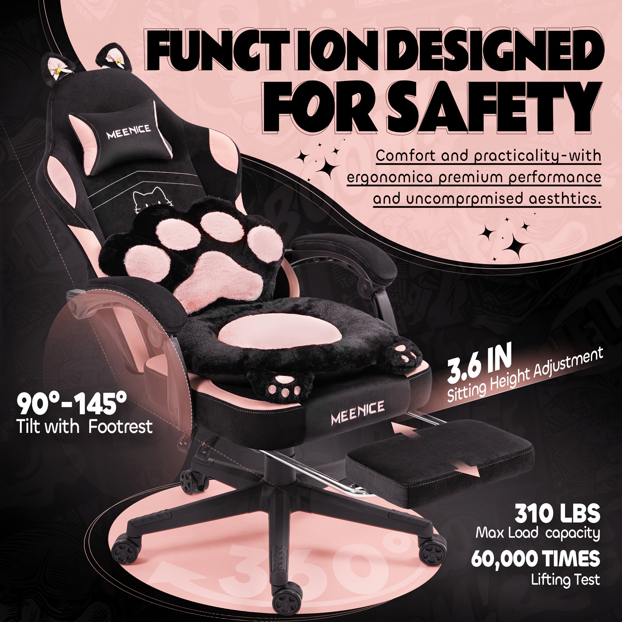 Gamingstol med justerbart fotstöd